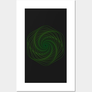 Galaxy space geometric green Posters and Art